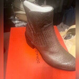 Donald J. Pliner Crocodile-Embossed Brown Boots